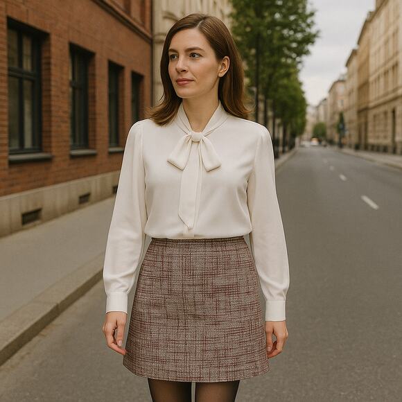 Banana Republic Burgundy Tweed Mini Skirt Sz 10 Preppy Corpcore Officewear - Picture 1 of 12